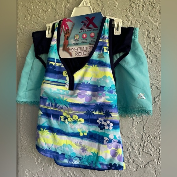 ZeroXposur Youth Girls 3-Piece Swim Set - Blue and Purple (NWT)- Size 14 - Picture 2 of 5